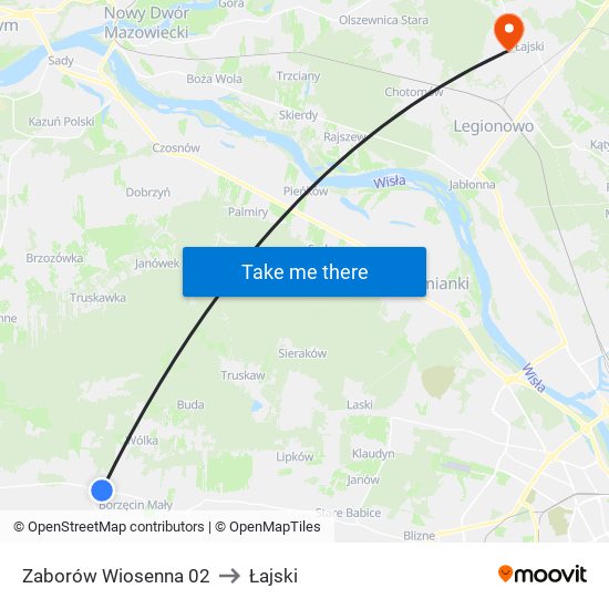 Zaborów Wiosenna 02 to Łajski map