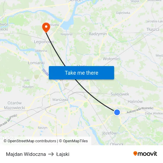 Majdan Widoczna to Łajski map