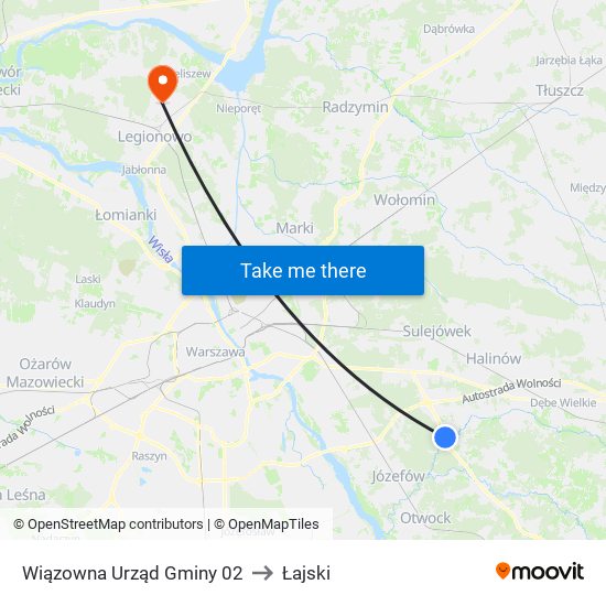 Wiązowna Urząd Gminy 02 to Łajski map