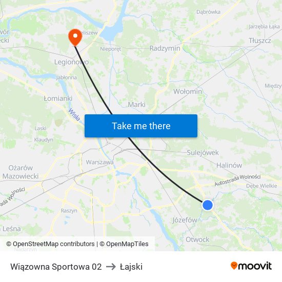 Wiązowna Sportowa to Łajski map