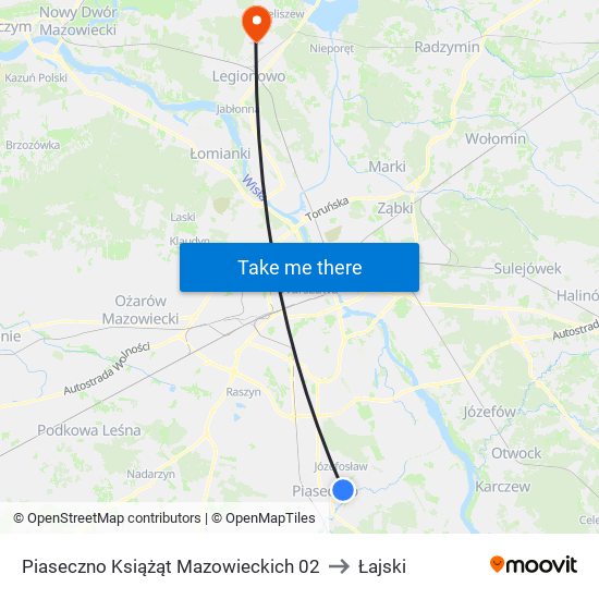 Piaseczno Książąt Mazowieckich 02 to Łajski map