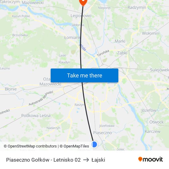 Piaseczno Gołków-Letnisko to Łajski map