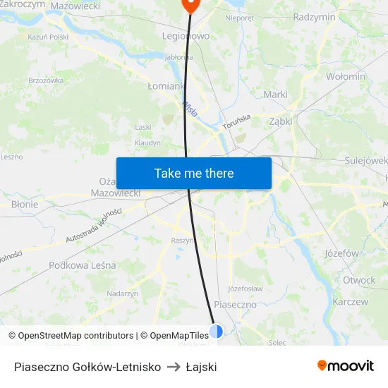 Piaseczno Gołków - Letnisko to Łajski map