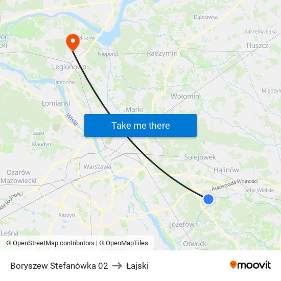 Stefanówka to Łajski map