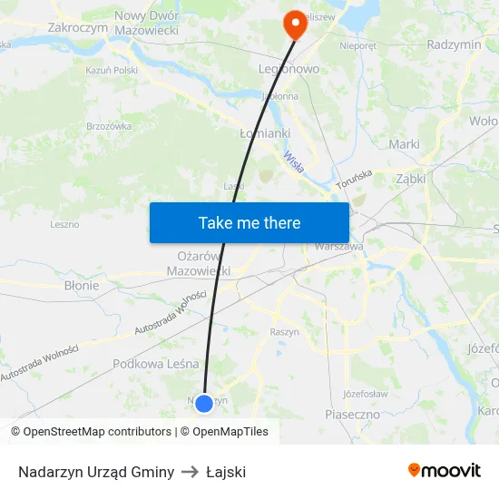 Nadarzyn Urząd Gminy to Łajski map