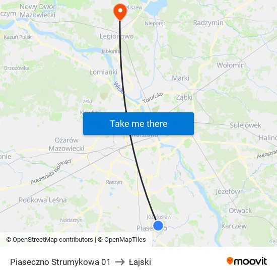 Piaseczno Strumykowa 01 to Łajski map