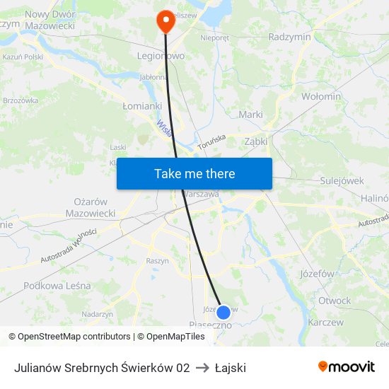 Julianów Srebrnych Świerków 02 to Łajski map