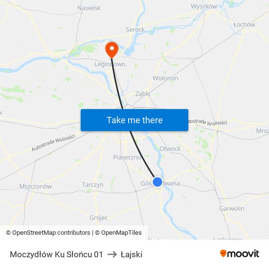 Moczydłów Ku Słońcu 01 to Łajski map