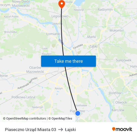 Piaseczno Urząd Miasta to Łajski map