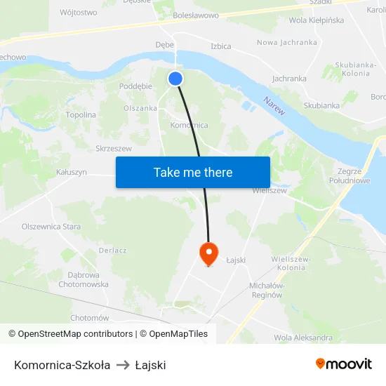 Komornica - Szkoła to Łajski map