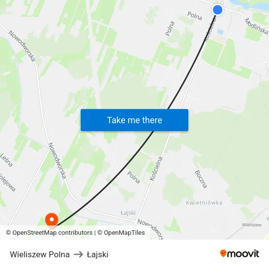 Wieliszew Polna to Łajski map