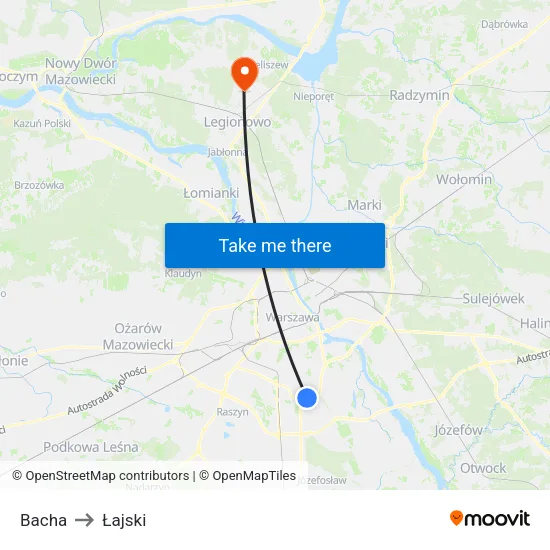 Bacha to Łajski map