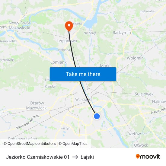 Jeziorko Czerniakowskie 01 to Łajski map