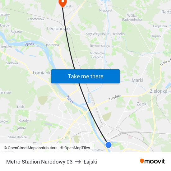 Metro Stadion Narodowy 03 to Łajski map