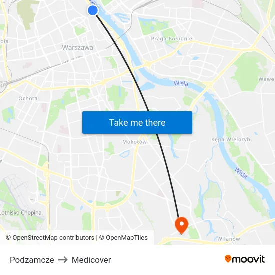 Podzamcze to Medicover map