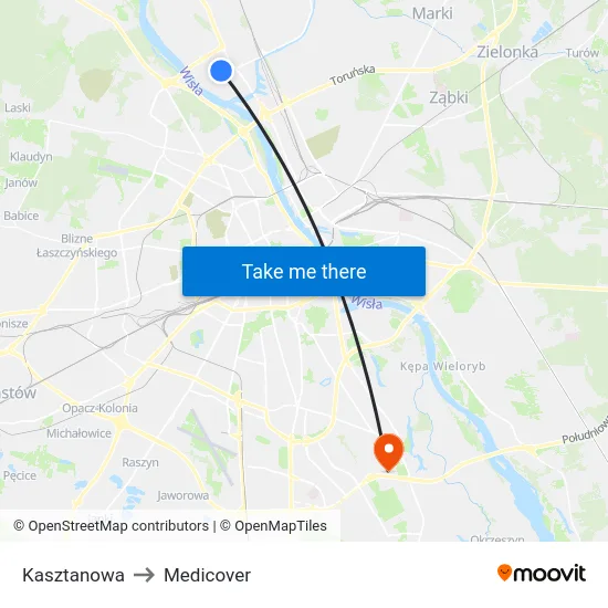 Kasztanowa to Medicover map