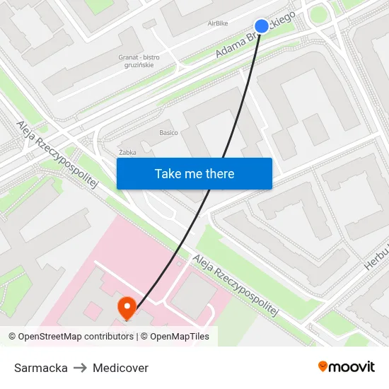 Sarmacka to Medicover map