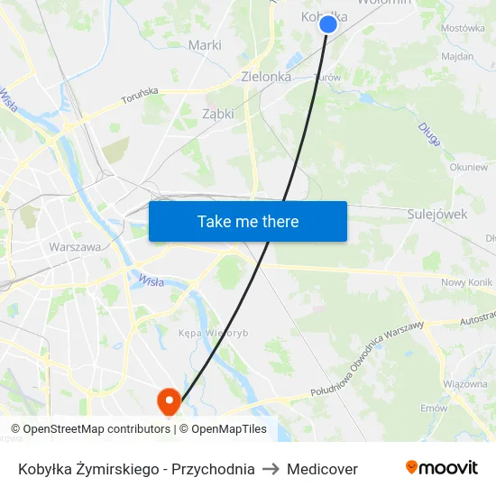 Kobyłka Żymirskiego - Przychodnia to Medicover map