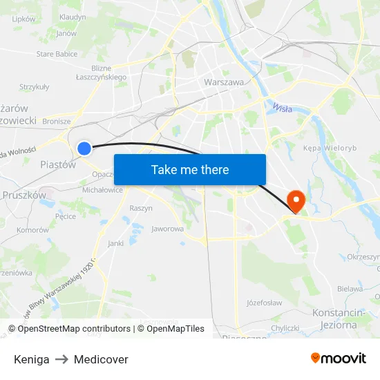 Keniga to Medicover map