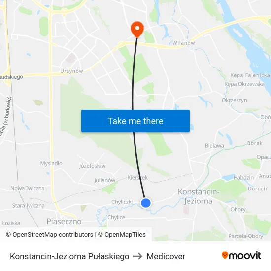 Konstancin-Jeziorna Pułaskiego to Medicover map
