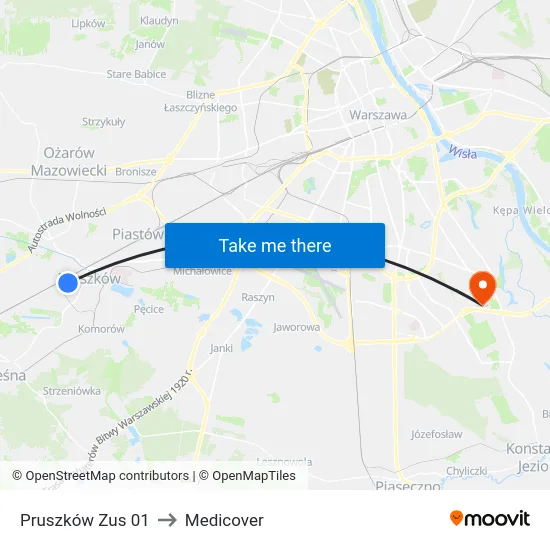 Pruszków Zus 01 to Medicover map