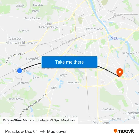 Pruszków Usc 01 to Medicover map