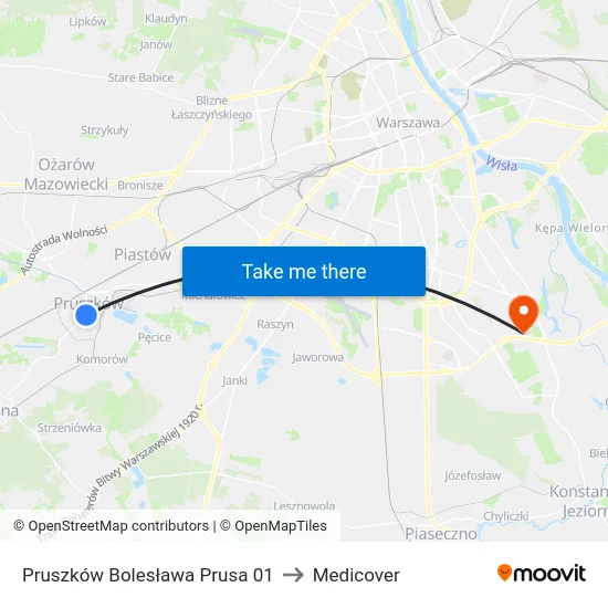 Pruszków Bolesława Prusa 01 to Medicover map