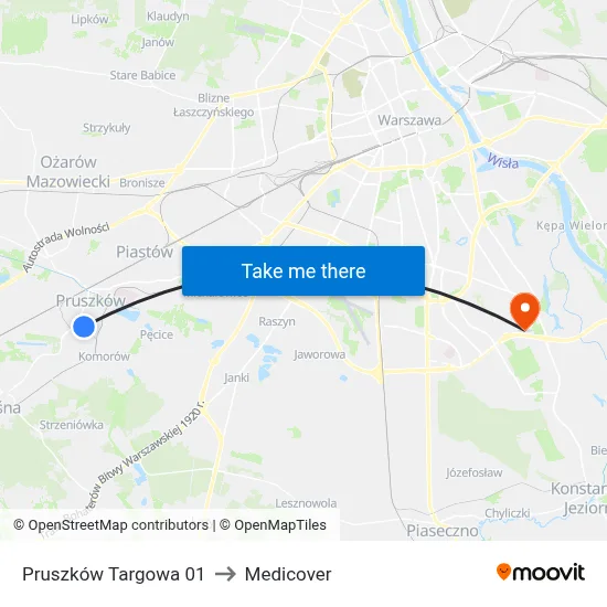 Pruszków Targowa 01 to Medicover map