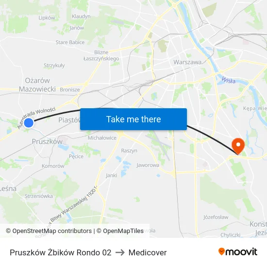 Pruszków Żbików Rondo 02 to Medicover map