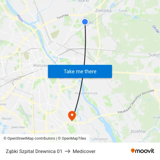 Ząbki Szpital Drewnica 01 to Medicover map