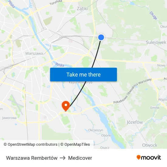 Warszawa Rembertów to Medicover map