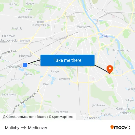 Malichy to Medicover map