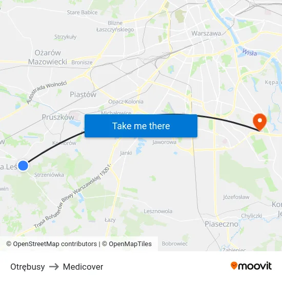 Otrębusy to Medicover map