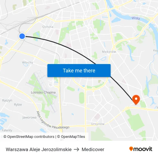 Warszawa Aleje Jerozolimskie to Medicover map