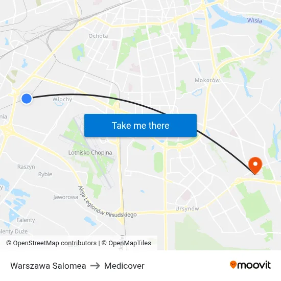 Warszawa Salomea to Medicover map