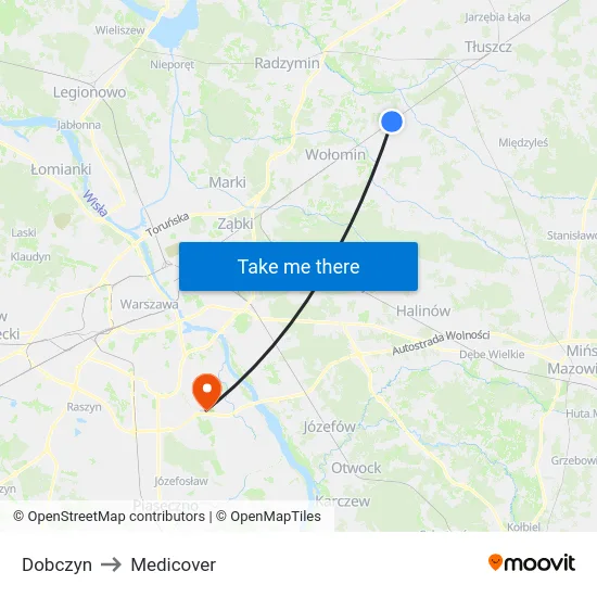 Dobczyn to Medicover map