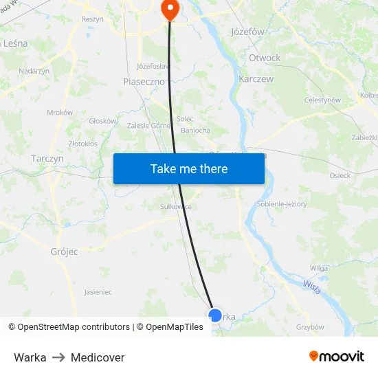 Warka to Medicover map