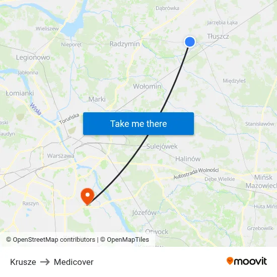 Krusze to Medicover map