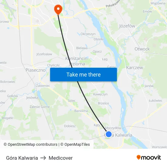 Góra Kalwaria to Medicover map