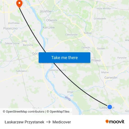 Łaskarzew Przystanek to Medicover map