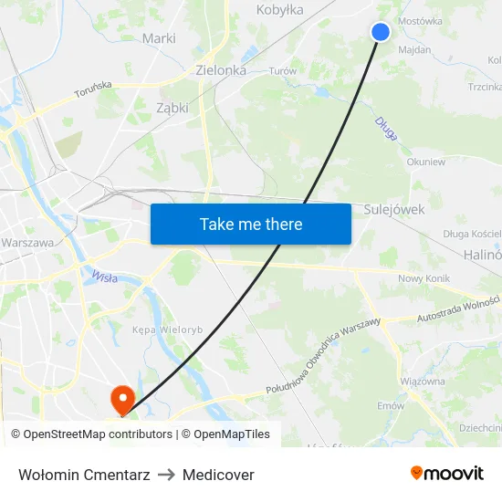 Wołomin Cmentarz to Medicover map
