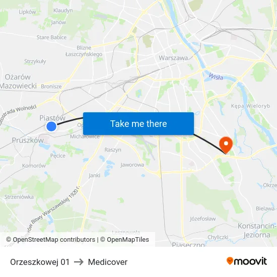 Orzeszkowej 01 to Medicover map