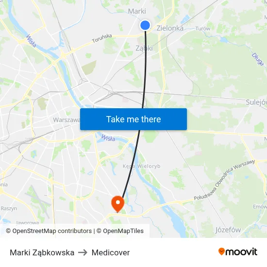 Marki Ząbkowska to Medicover map