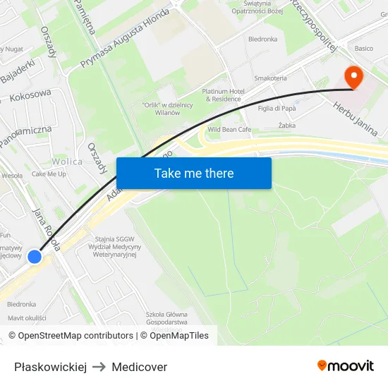 Płaskowickiej to Medicover map