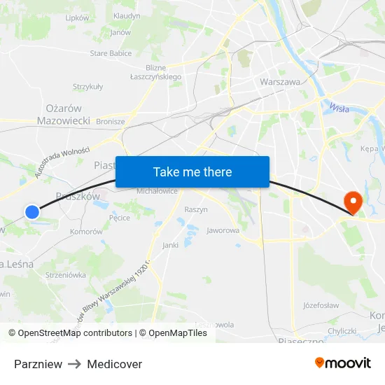 Parzniew to Medicover map
