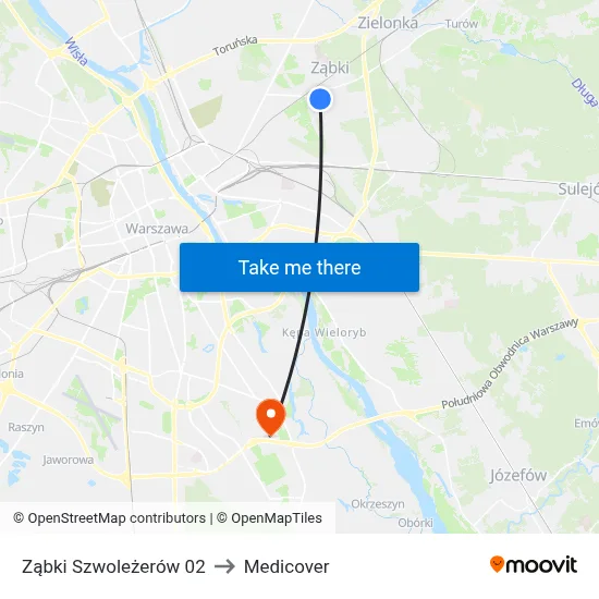 Ząbki Szwoleżerów 02 to Medicover map