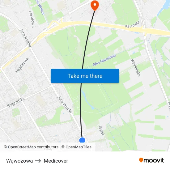 Wąwozowa to Medicover map