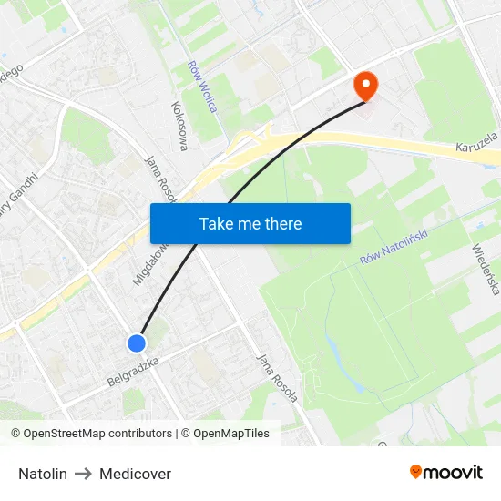 Natolin to Medicover map
