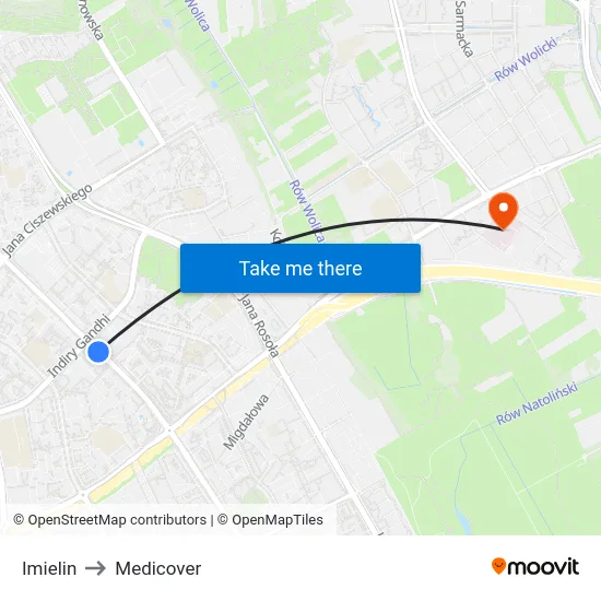 Imielin to Medicover map