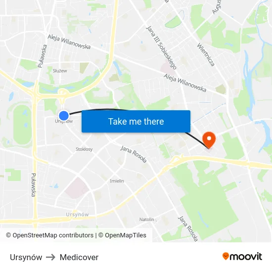 Ursynów to Medicover map